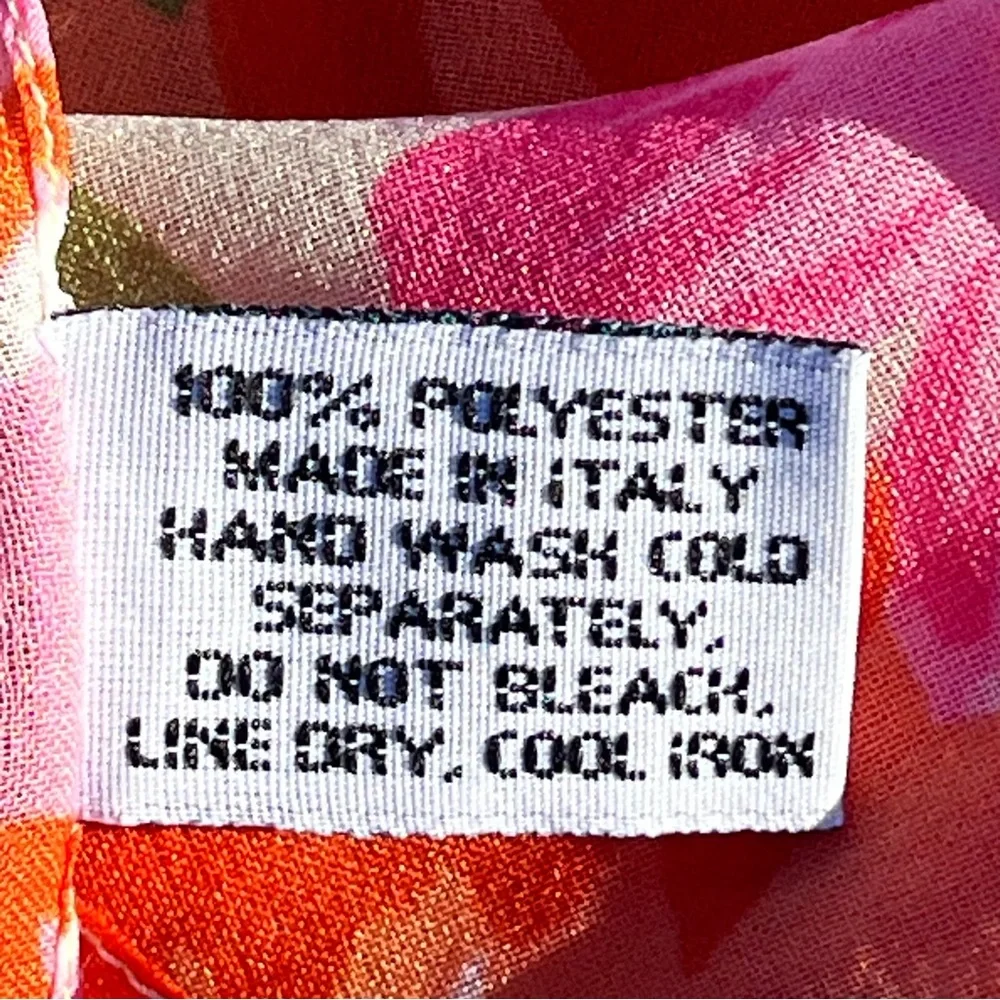Vintage Diane Von Furstenberg Floral Scarf, Italy, Rectangle, Blue Orange Green